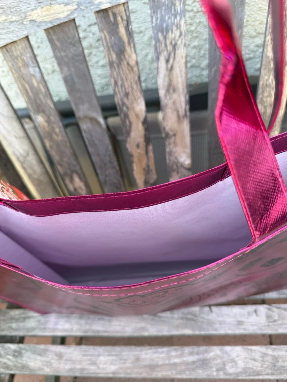 Pink Metallic Strawberry shortcake Graphic Tote Bag new